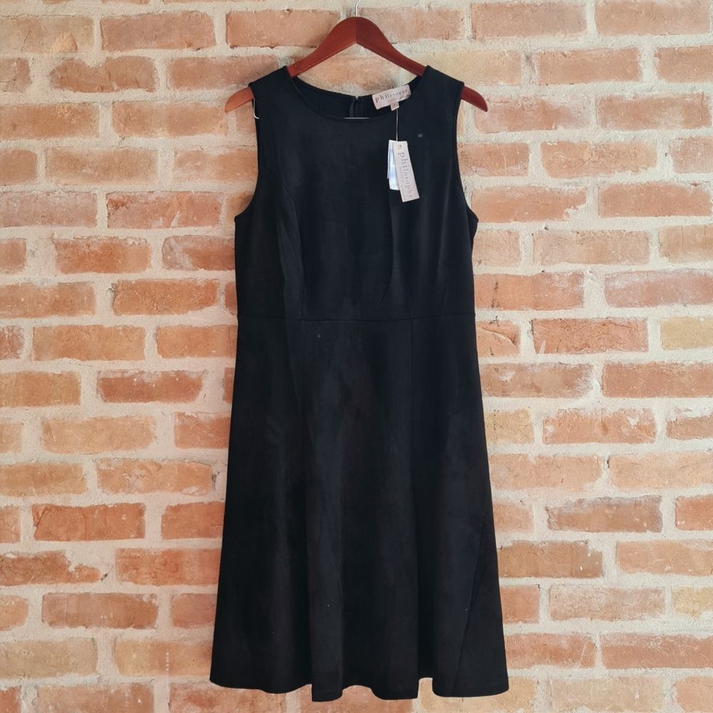 Anthropologie Philosophy Black Dress A-Line, Midi, Scoopneck, Sleeveless Size 10
